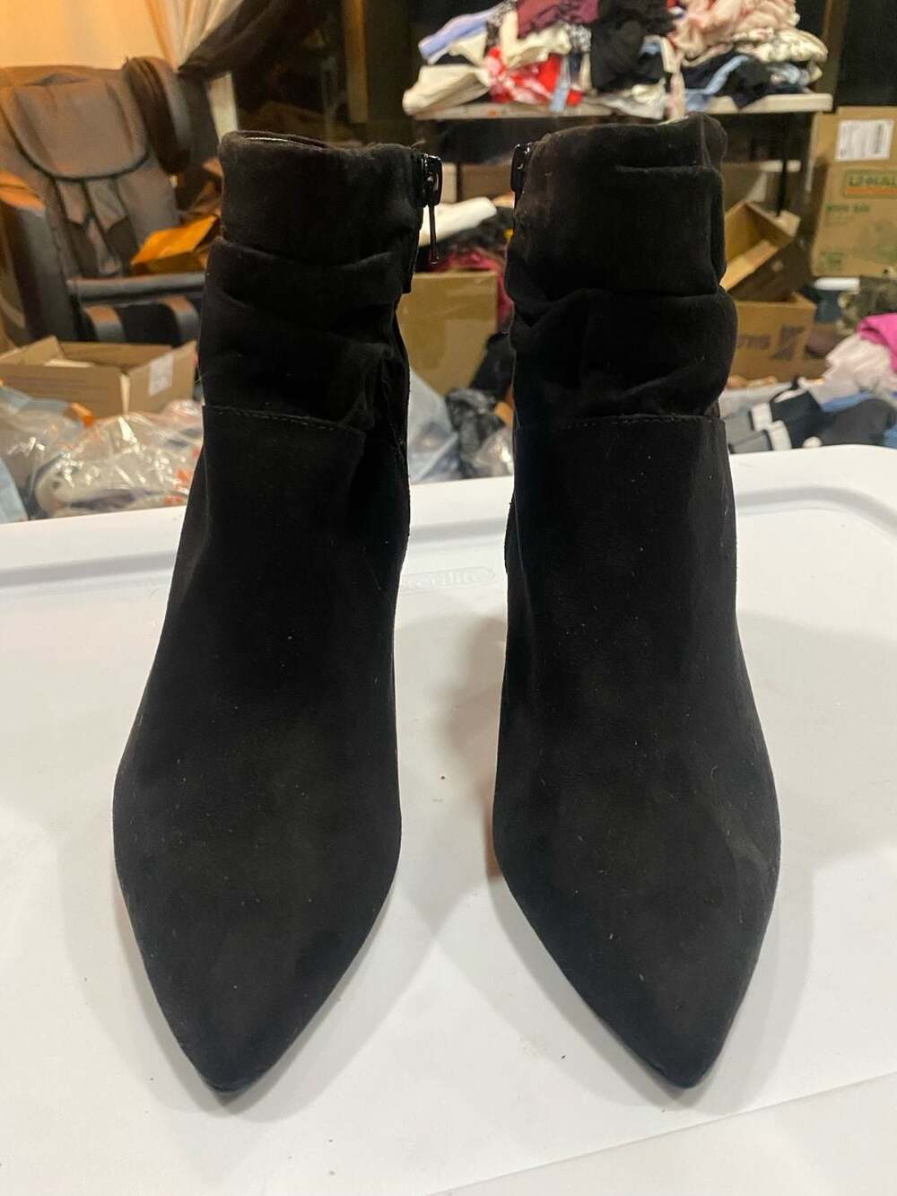 Fergalicious Sheila Bootie Size 6.5M Black Suede Slouchy High Heel